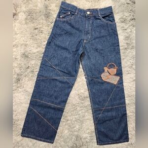 Y2K Deadstock Boys Jeans Size 12 Unique Orange Stitch Graphic NWT